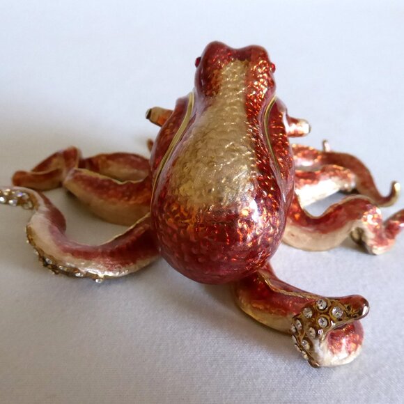 NOBILITY ENAMEL ENAMELED BEJEWELED OCTOPUS TRINKET BOX (NEW IN BOX) - Picture 4 of 11